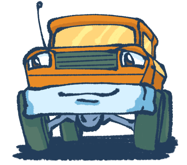 Cartoon car driving down the road